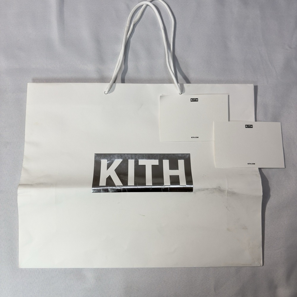 Kith Shopping Bag Gift Tote‎ 16" x 20" x 6" White Silver 2 Cards Empty
